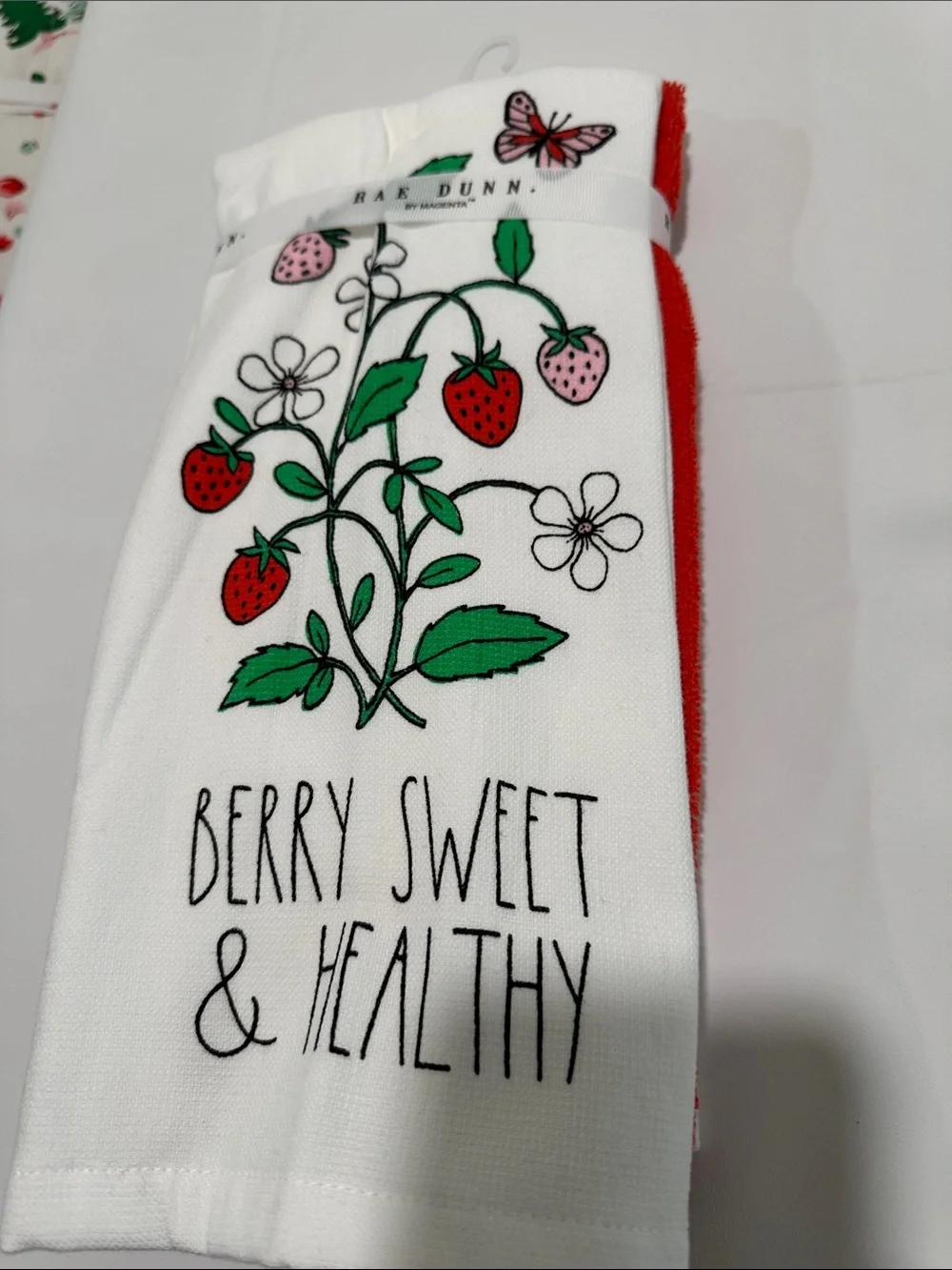 Rae Dunn Set of 3 Kitchen Towels Berry Sweet & Healthy 16 x 26